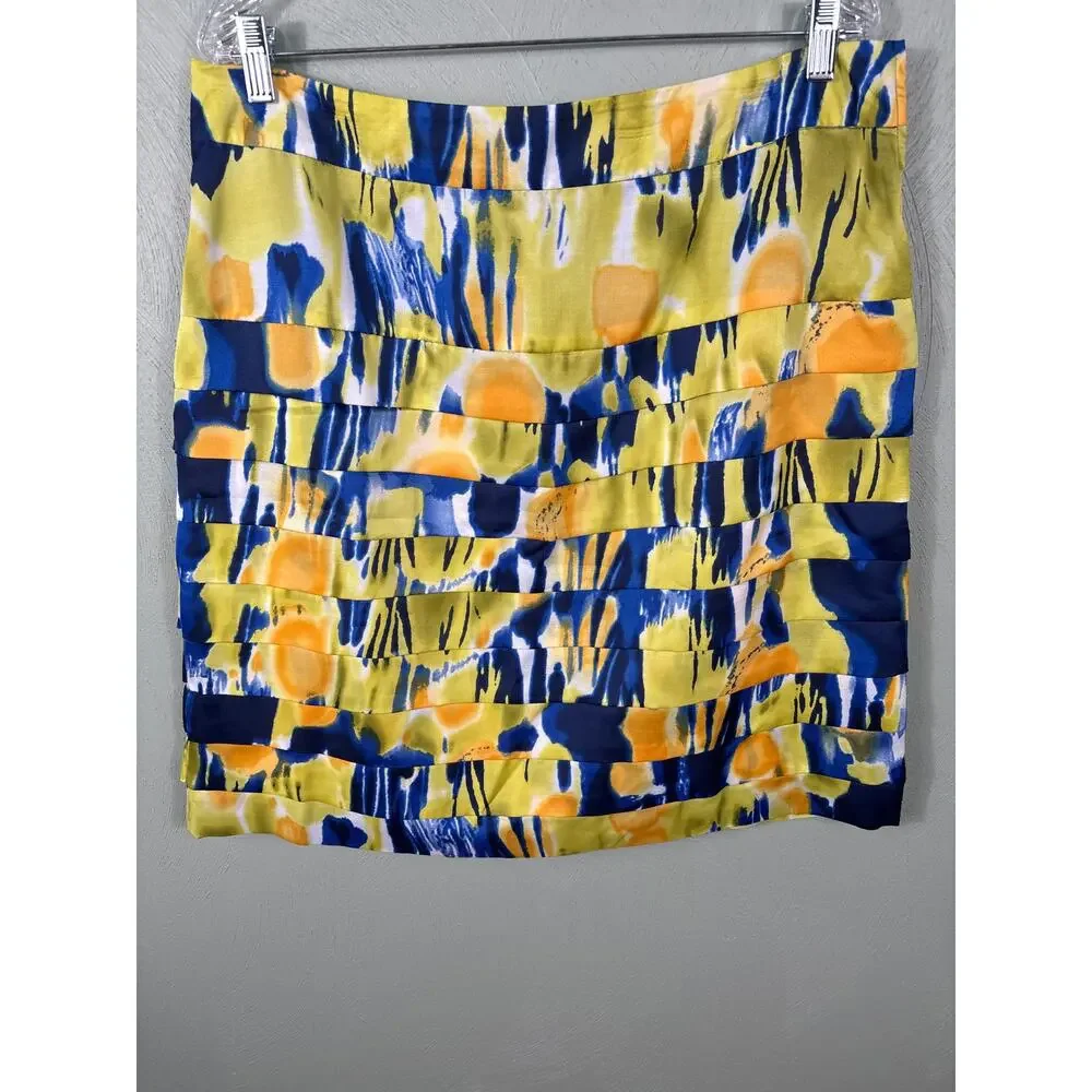 Calvin Klein Women's Size 16 Multicolor Abstract Graphic Tiered Pencil Skirt NWT